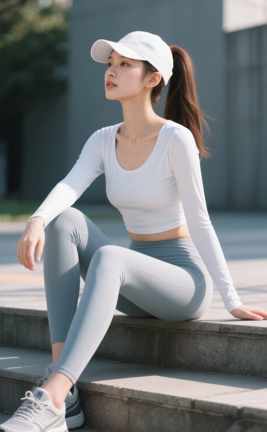 娇媚少女跑步瞬间，活力穿搭尽显青春曲线