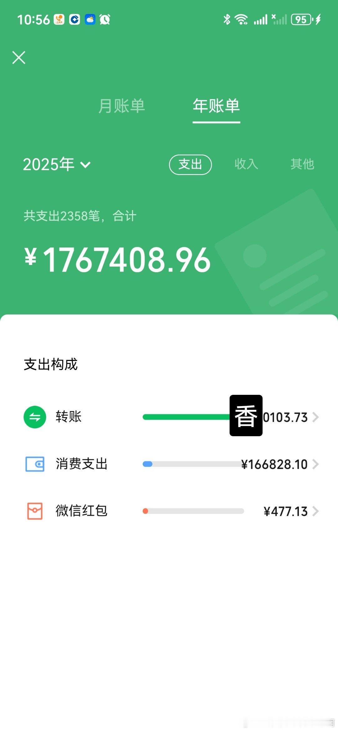 支付宝年账单出了但是我不用支付宝一看微信年账单好的家族管账财务长女的账单是