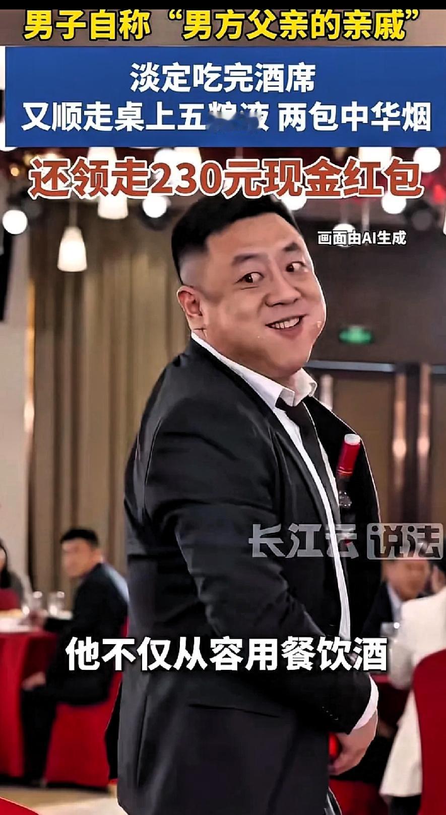 真的是啥稀奇事都有！刚刷到个帖子，浙江温州，一男子在婚宴上冒称男方父亲的亲戚，