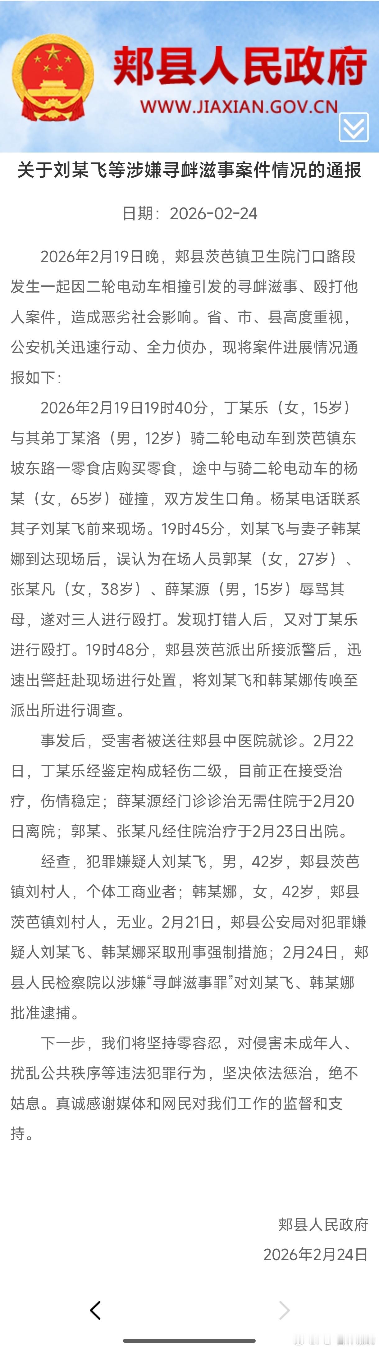平顶山打人夫妻被批捕平时得多跋扈不问清楚先打人发现打错了又开始殴打俩孩子平顶山