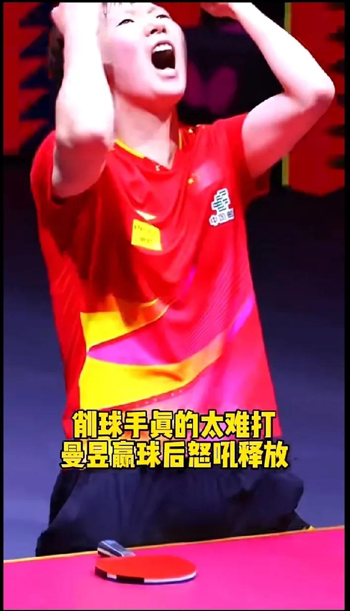 在多哈世乒赛16强争夺战中，王曼昱对阵德国削球手韩莹，比赛胶着艰难。面对极具韧性