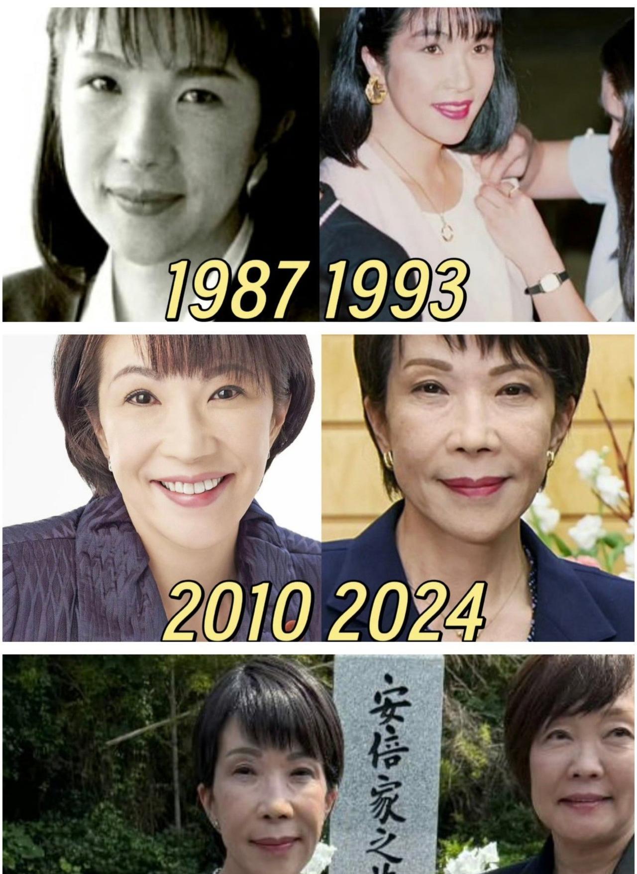 让我们看一看下个月有希望成为日本第一位女首相，高市早苗的面部进化史。其实高市
