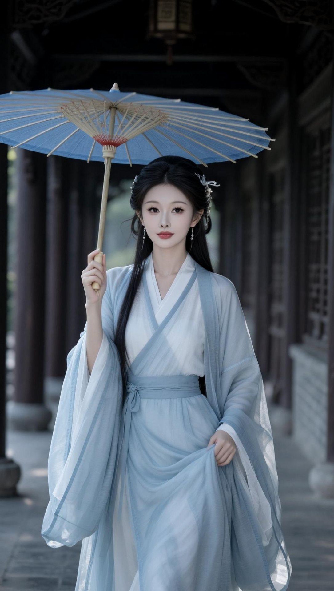 AI伞下清影  古风汉服撑伞 汉服油纸伞 谁拍谁好看