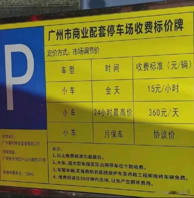 香港和广州部分商场停车费
