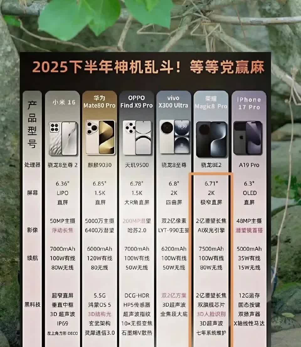 2025年下半年的旗舰机大战太精彩了，各家都憋着大招呢！华为Mate8