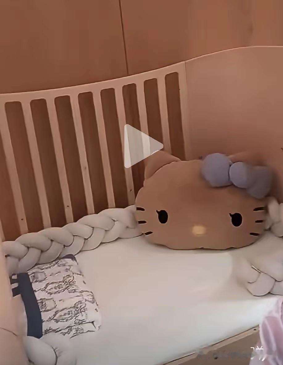 快来给汪宝宝的婴儿床上咖色大脸猫，没想到这个小家伙还挺有性格，不喜欢白色，喜欢咖