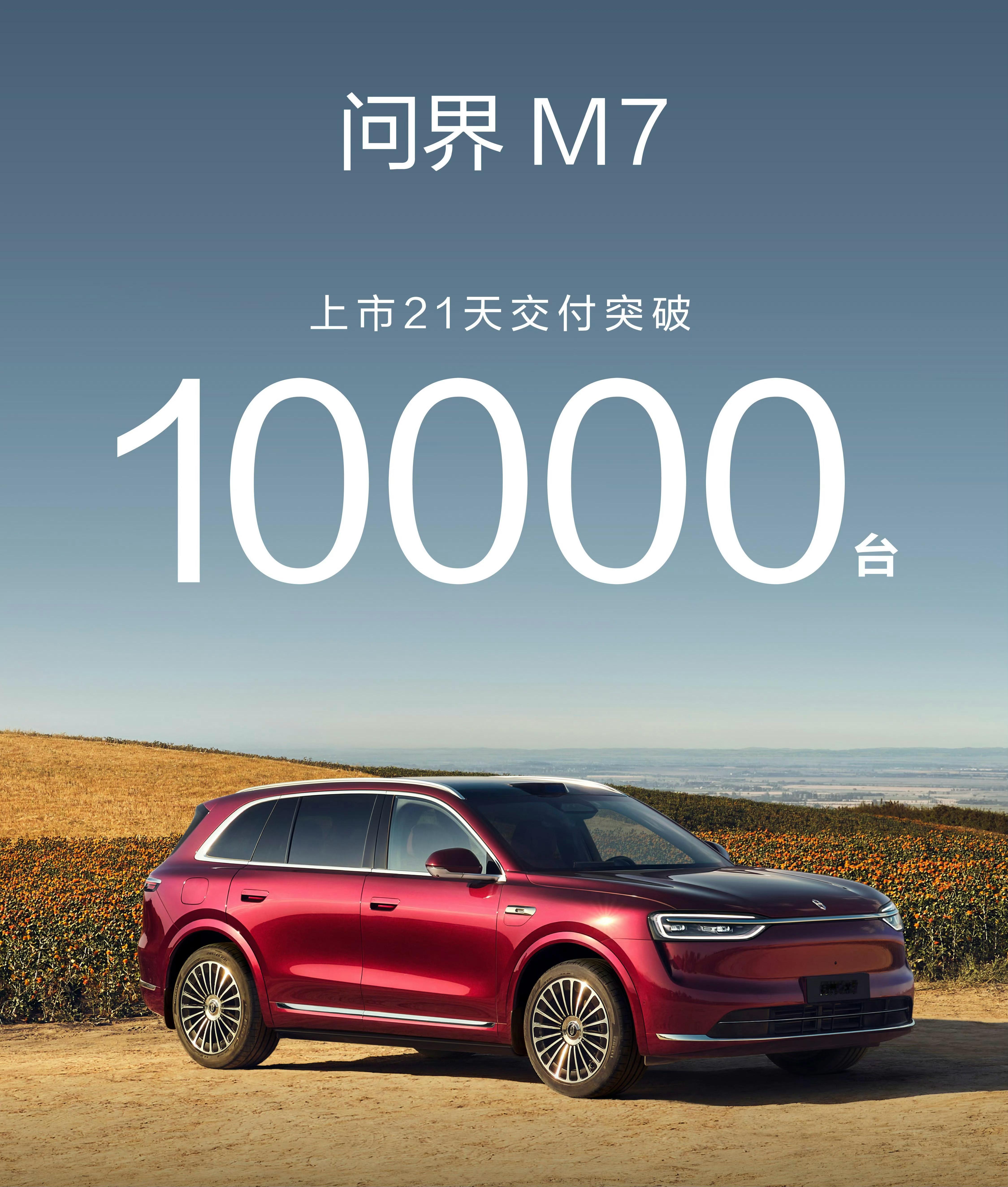 上市21天，问界M7就交付1万辆了。10月两万辆，12月三万辆？[墨镜]​​​