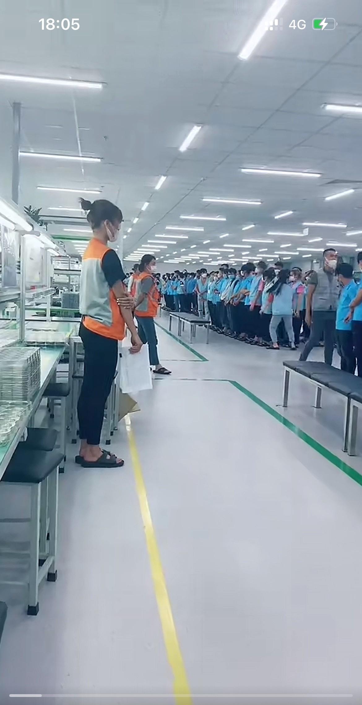 越南中资工厂开早会，每条线都由一个线长带领，早上线长给员工开会讲今天的生产计划，