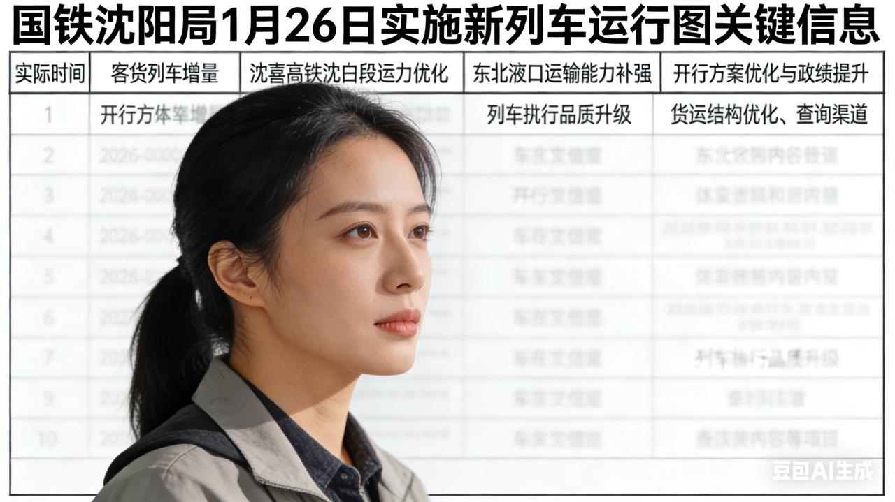 沈阳交通越来越好！国铁沈阳局1月26日新运行图核心要点：1.实施时间：20