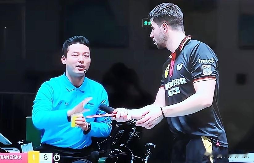 樊振东队长领到了一张莫名的黄牌！今天德国队对阵瑞典队，樊振东队长弗朗西斯卡