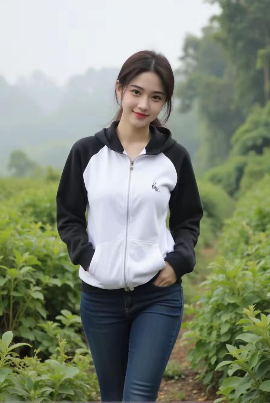 元气少女漫步茶园，清新自然，美不胜收！🌿😊