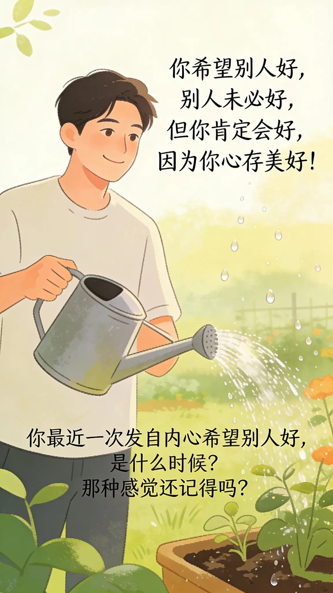 你希望别人好，别人未必好，但你肯定会好——因为你心存美好。你有没有过这种感