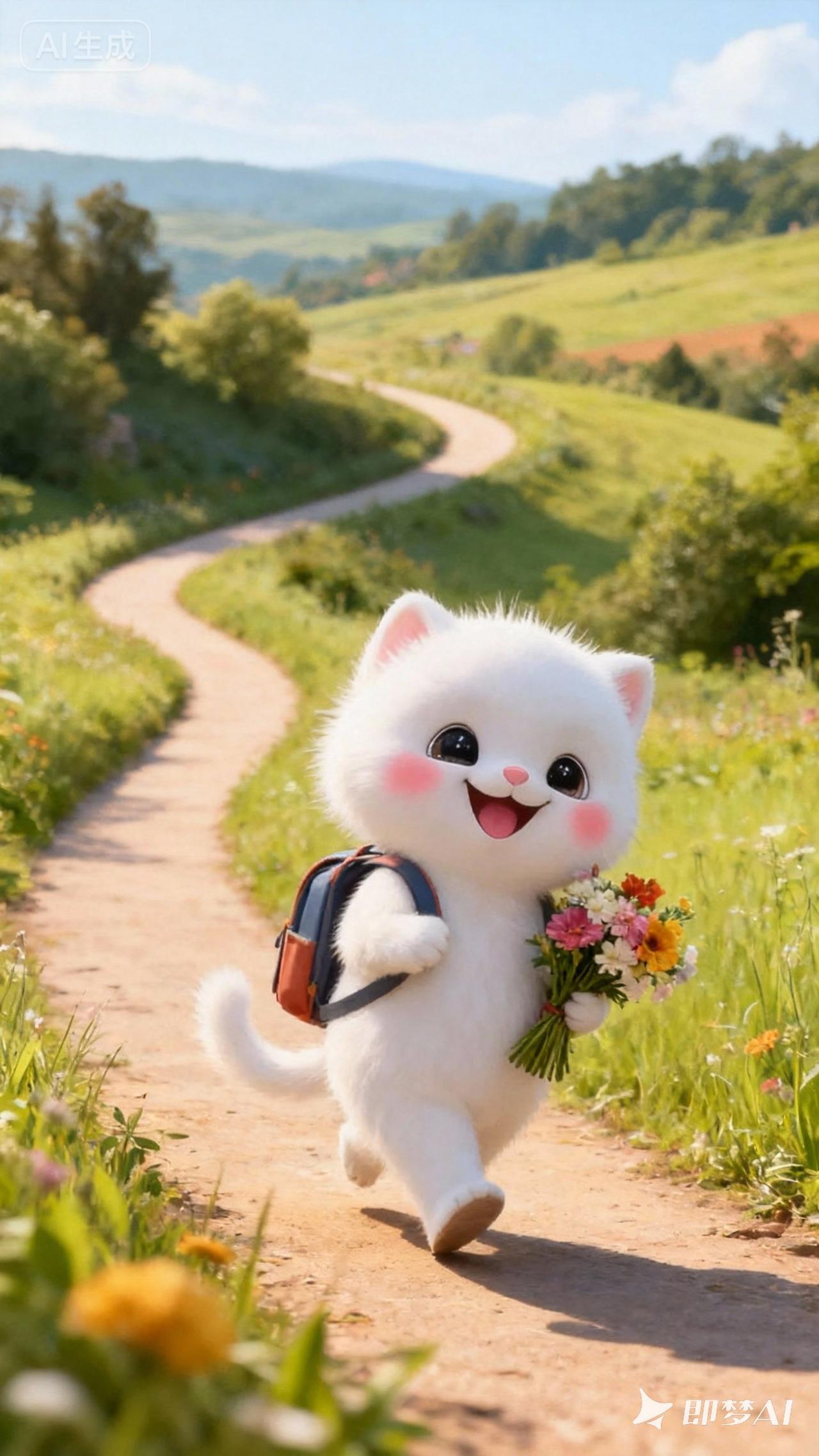 有哪些好看的壁纸值得推荐宝子们快看👀！一只超萌小奶猫背着迷你小书包，肉嘟嘟的小