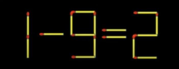 数字谜题大冒险来袭！如图所示，用火柴棒搭建的等式“1-9=2”显然站
