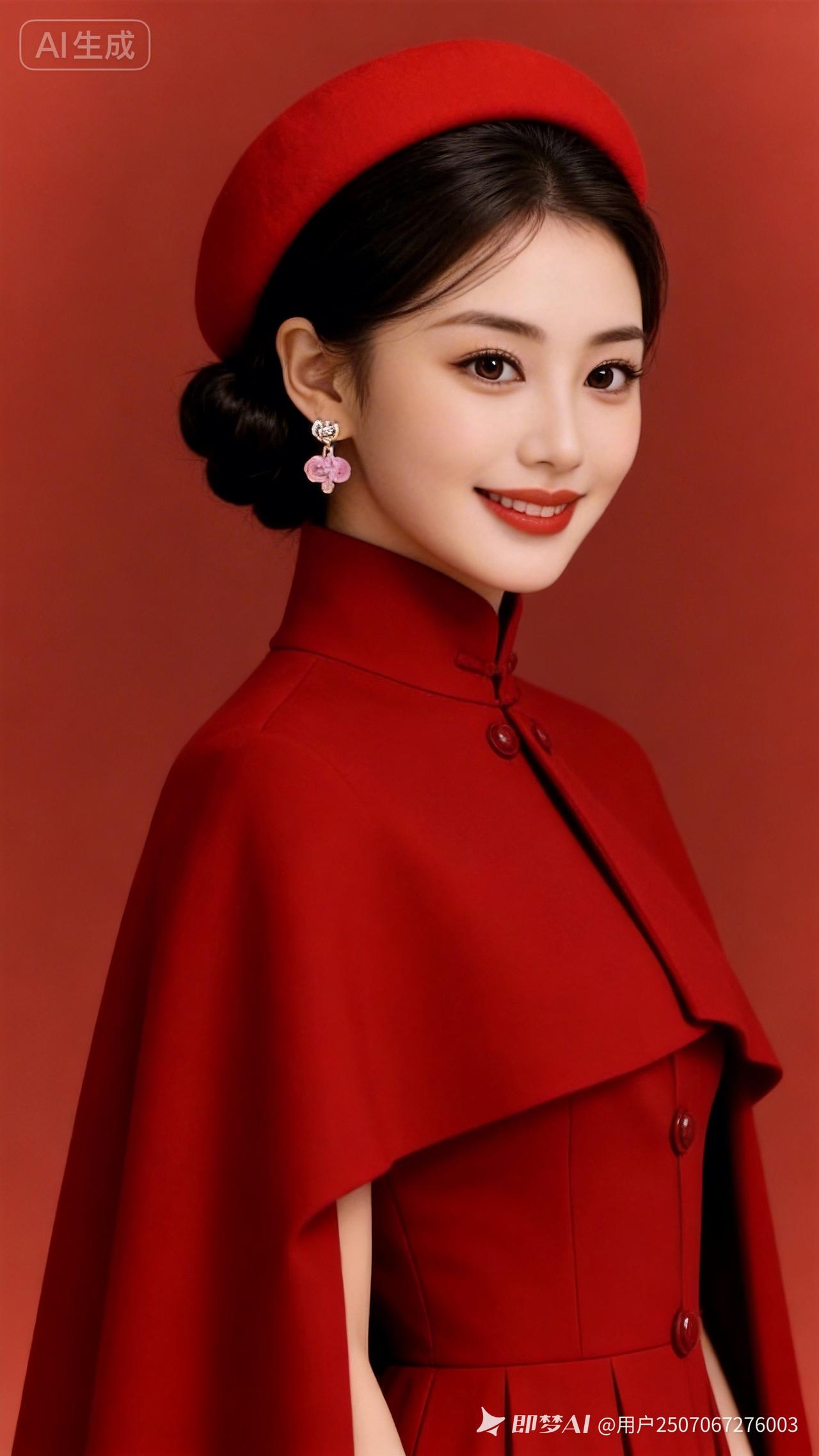 复古红衣少女，优雅迷人，尽显东方韵味！