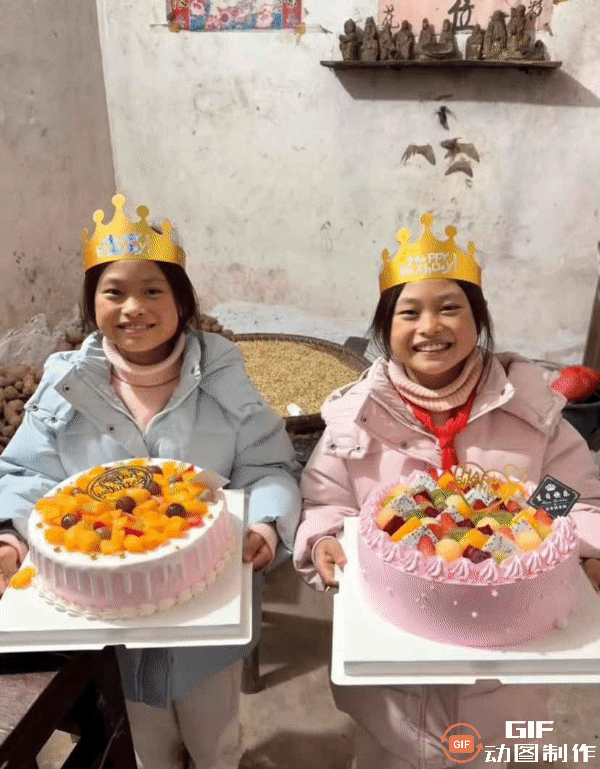 重庆两个双胞胎女孩过10岁生日，妈妈思来想去，还是买了两个蛋糕回家，给两个女儿一