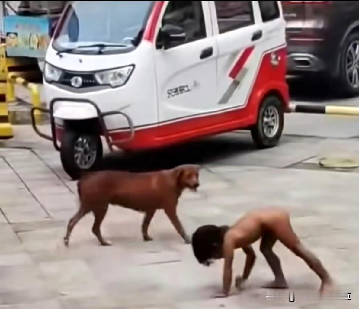 反常行为是不会说谎的，这孩子的状态一目了然。一个三岁娃娃光着身子在地上爬，吃东