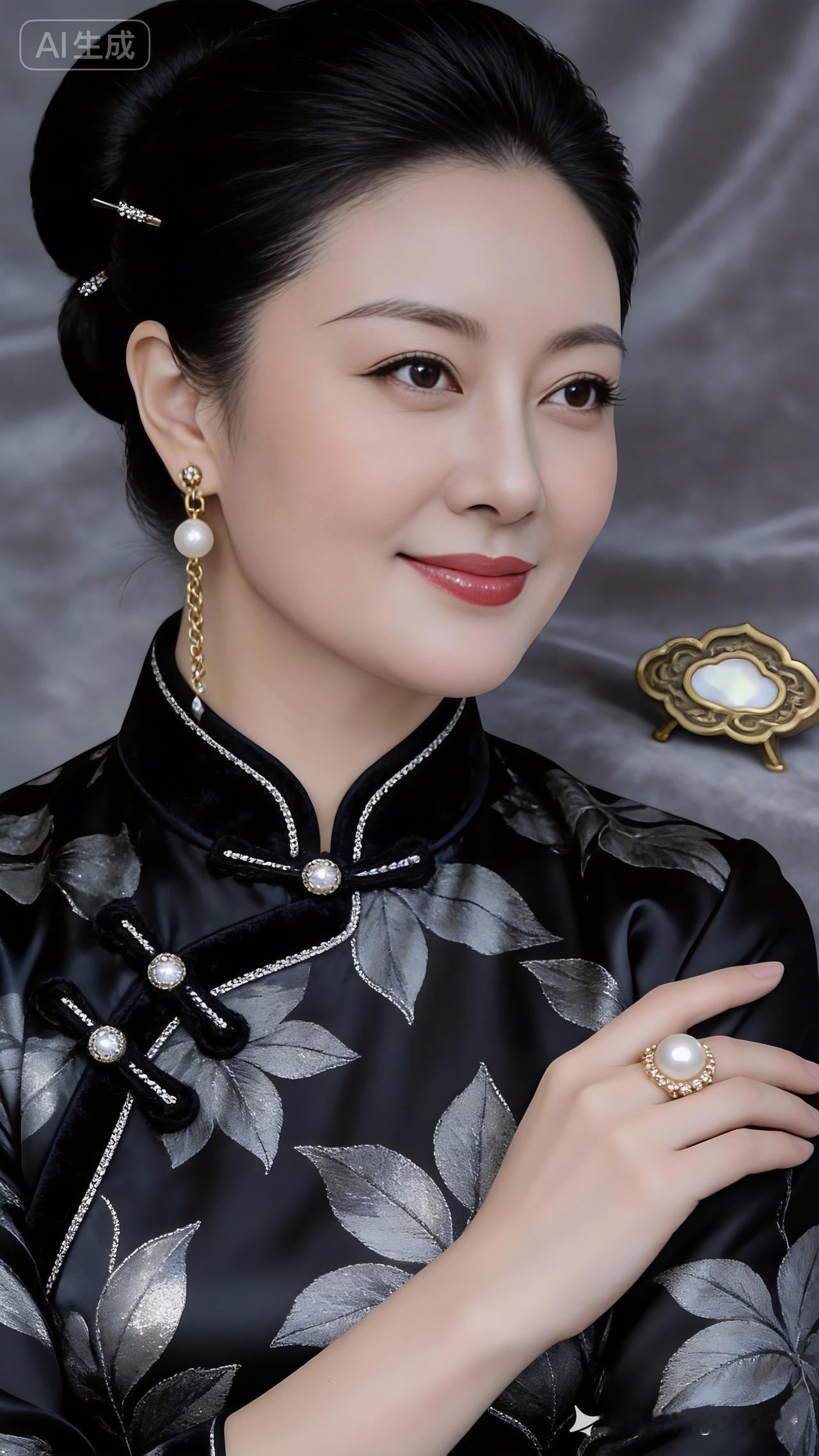 优雅黑丝绒旗袍，尽显东方古典美！