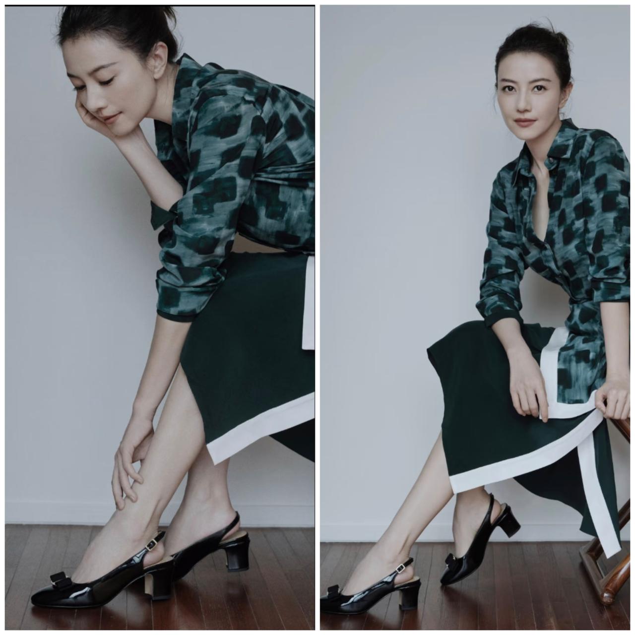 高圆圆脚踩高跟，直接被拿捏，妈妈级别！明星脚型比美高跟坐姿秀