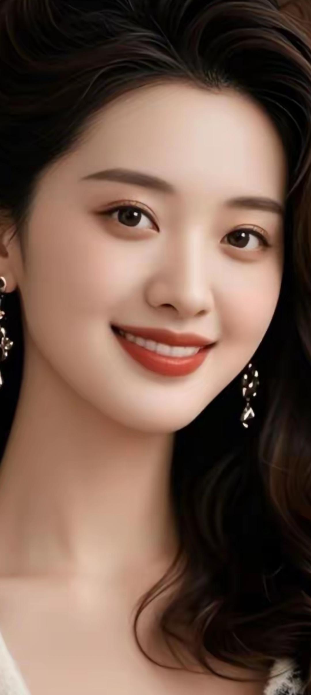 甜美笑容，优雅耳环，温柔女神风范