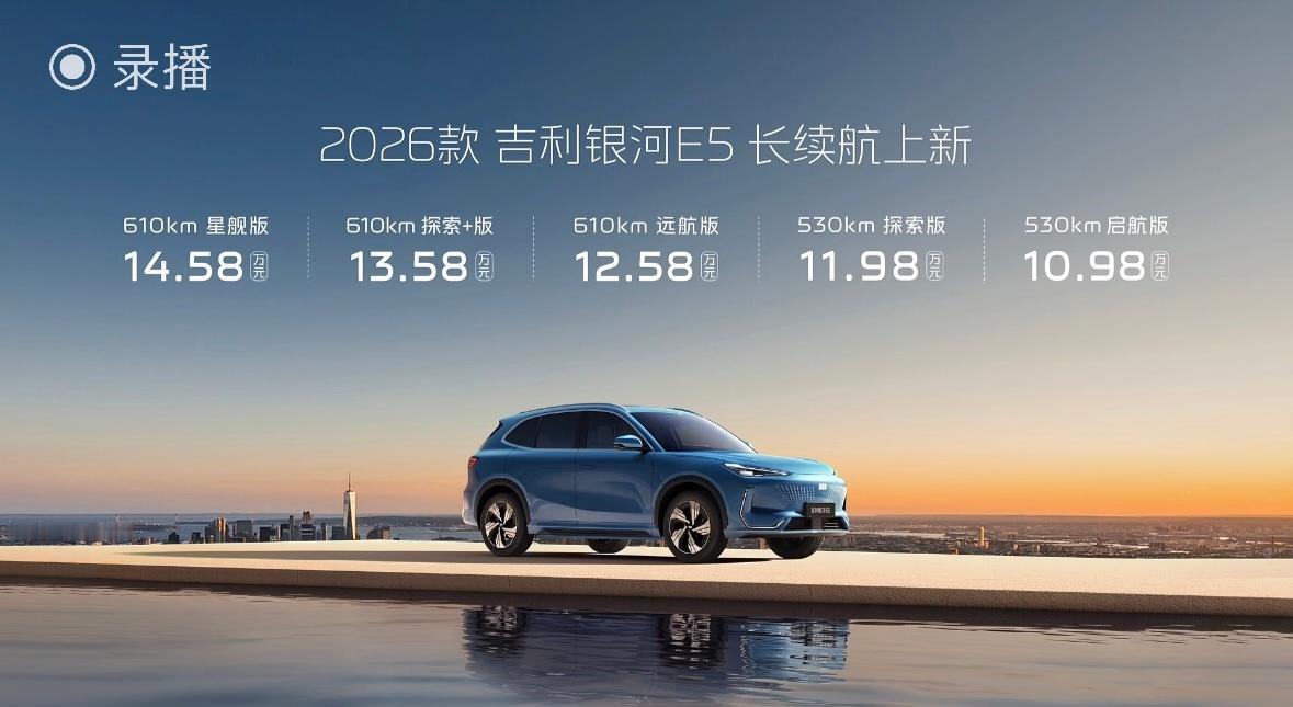 2026款吉利银河610KM长续航版上新了！和去年的指导价一模一样，10.98W