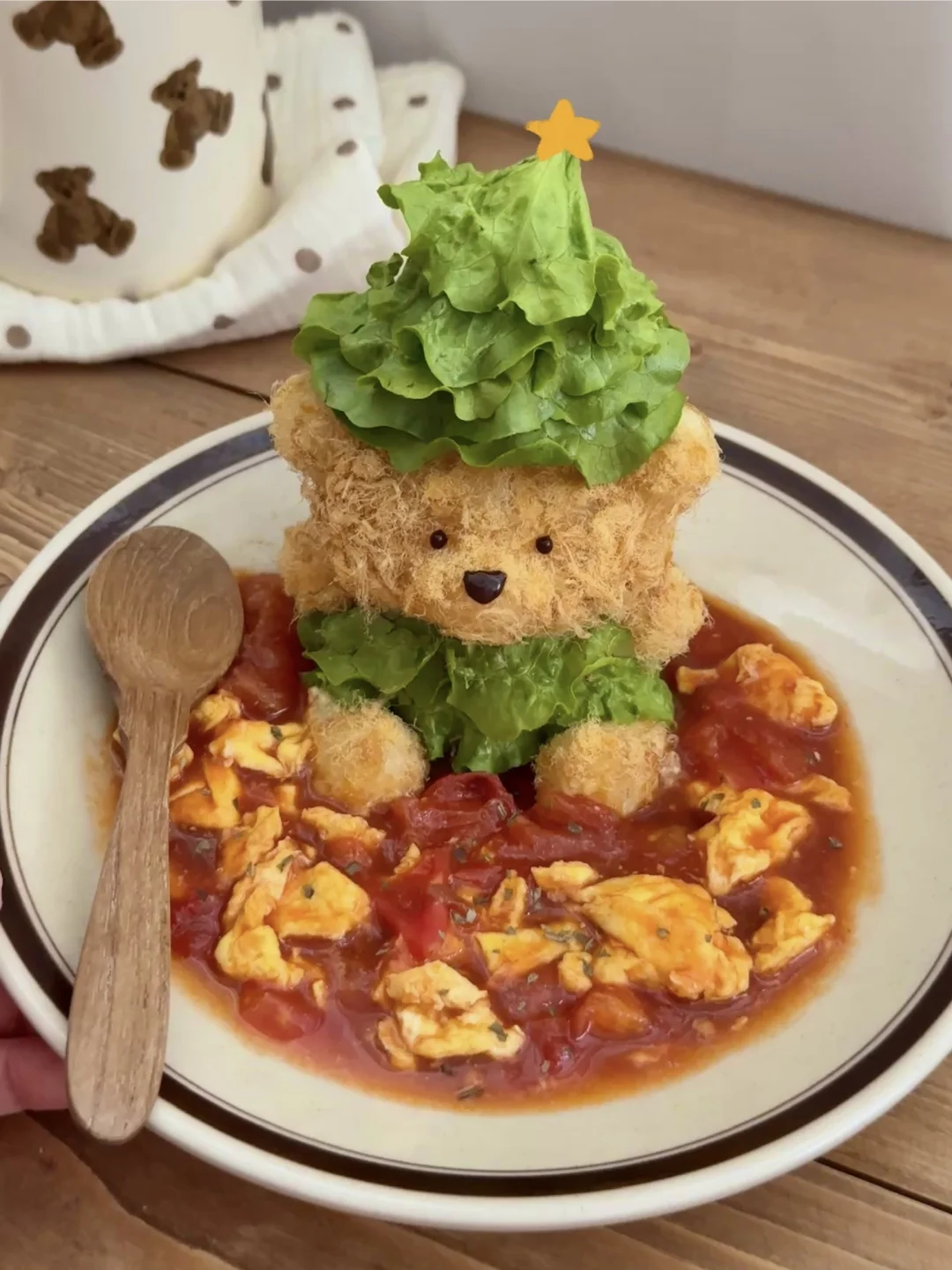🎄圣诞熊番茄鸡蛋盖饭