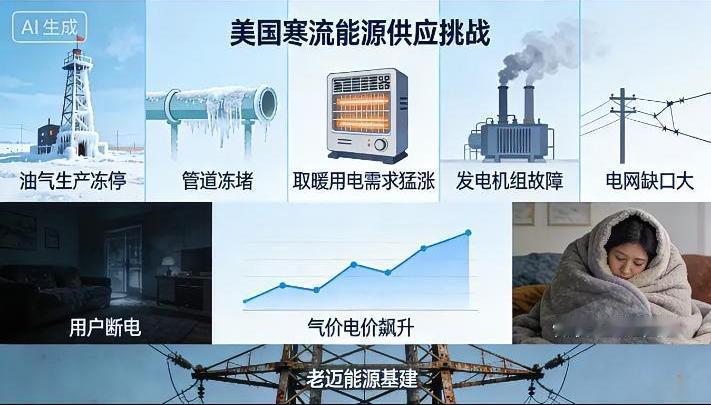 美国这次寒流直接把能源系统逼到了墙角，首先油气生产被冻停，原油日产量少了20