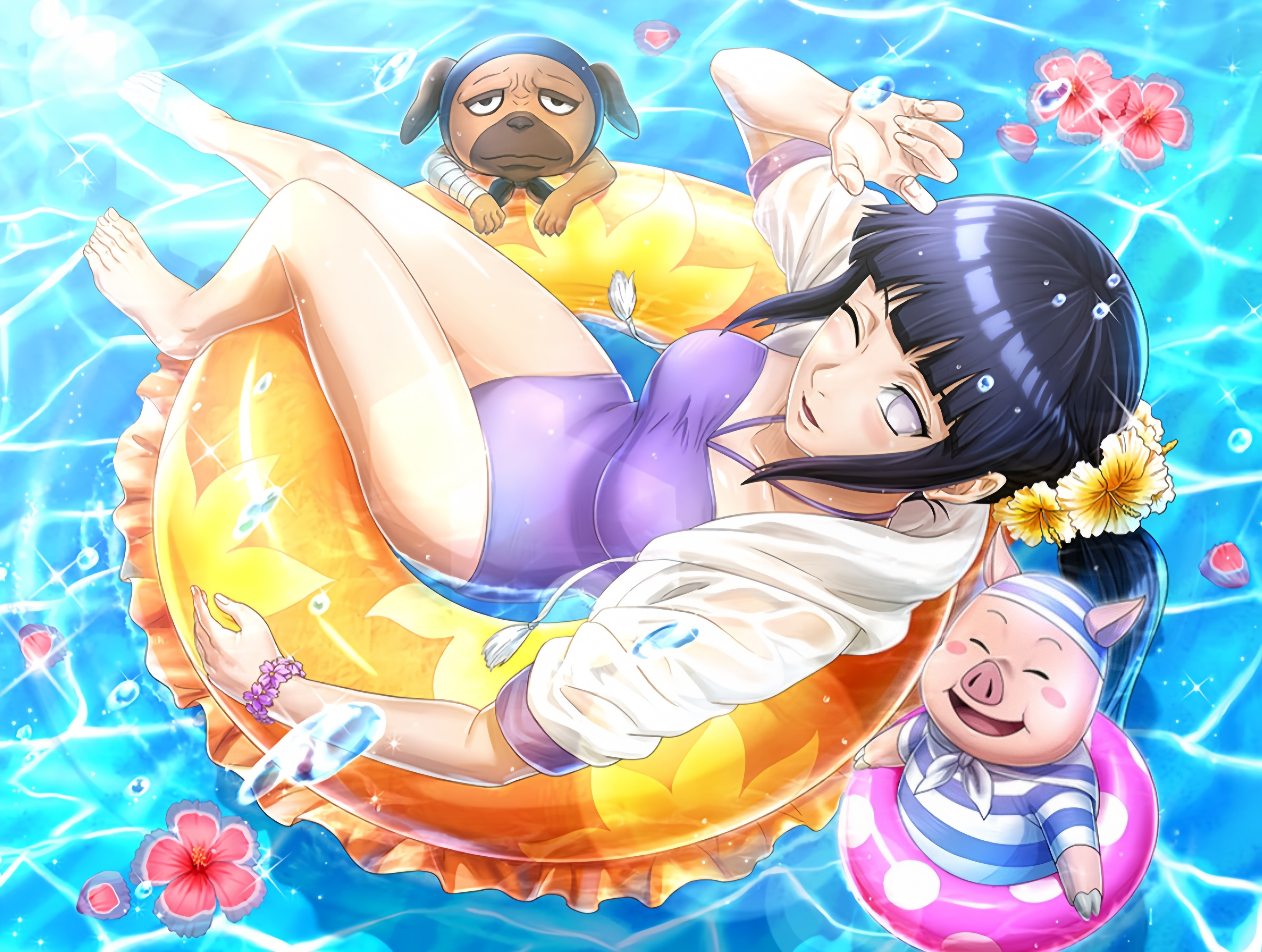 整理高清修复了一组雏田和小樱『忍者BORUTAGE』插图！夏天☀️沙滩🏖️！