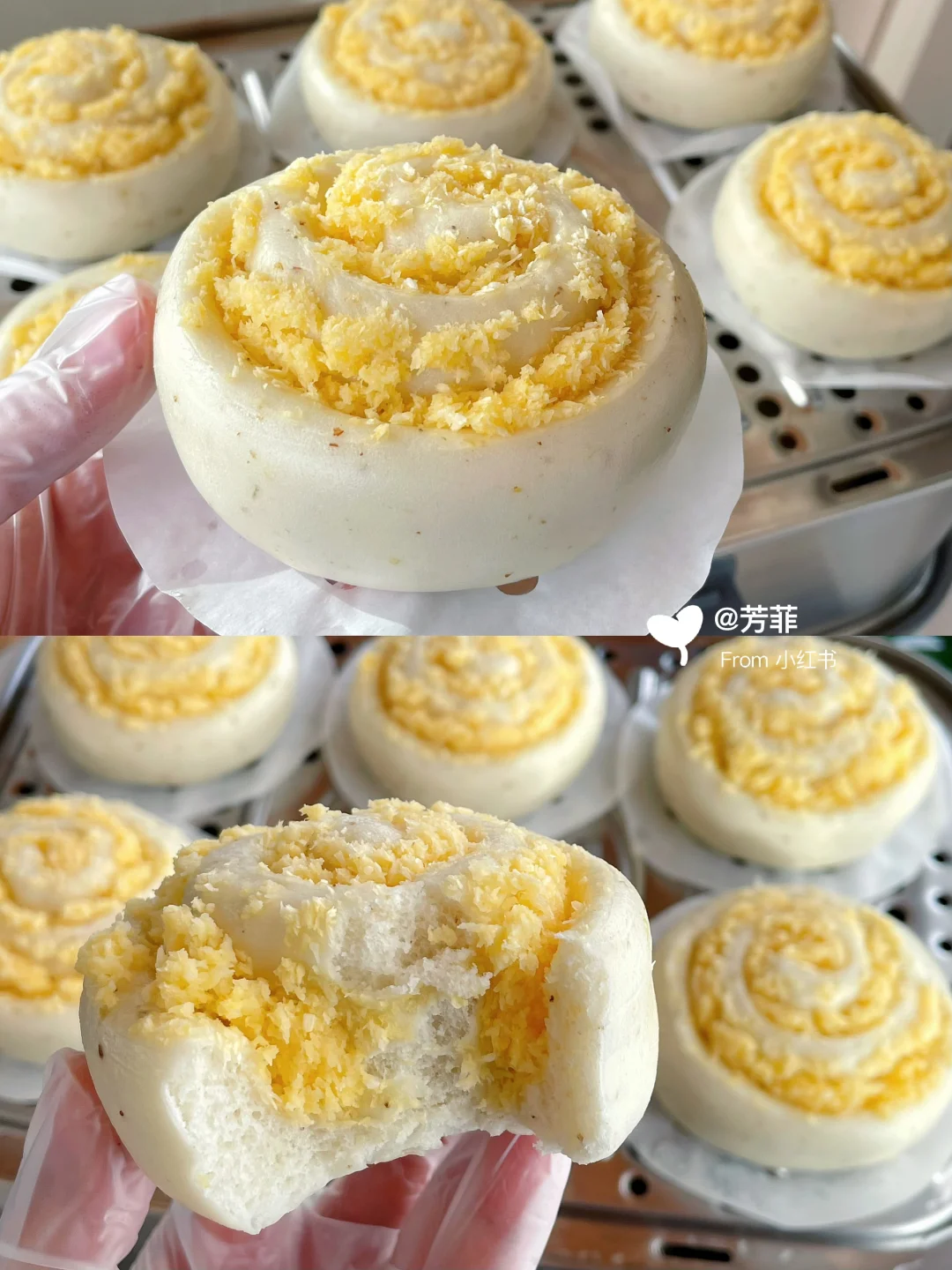 桂花椰蓉馒头卷❗️这方子绝，香香软软巨好吃