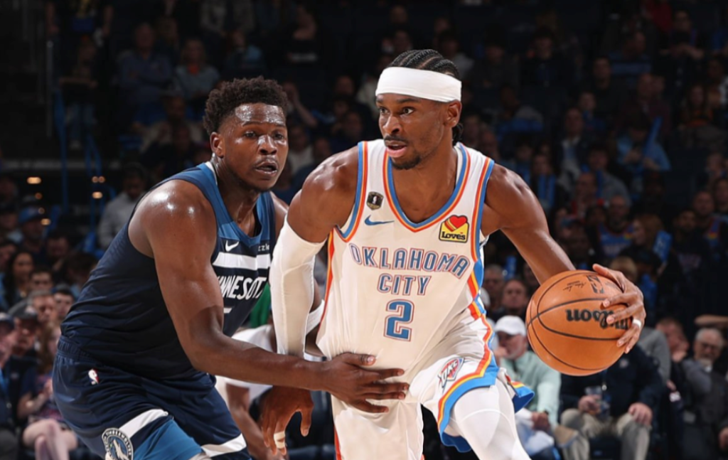 雷霆对阵森林狼，全场被爱德华兹和兰德尔盯防，包夹，亚历山大手感全无，半场得分10