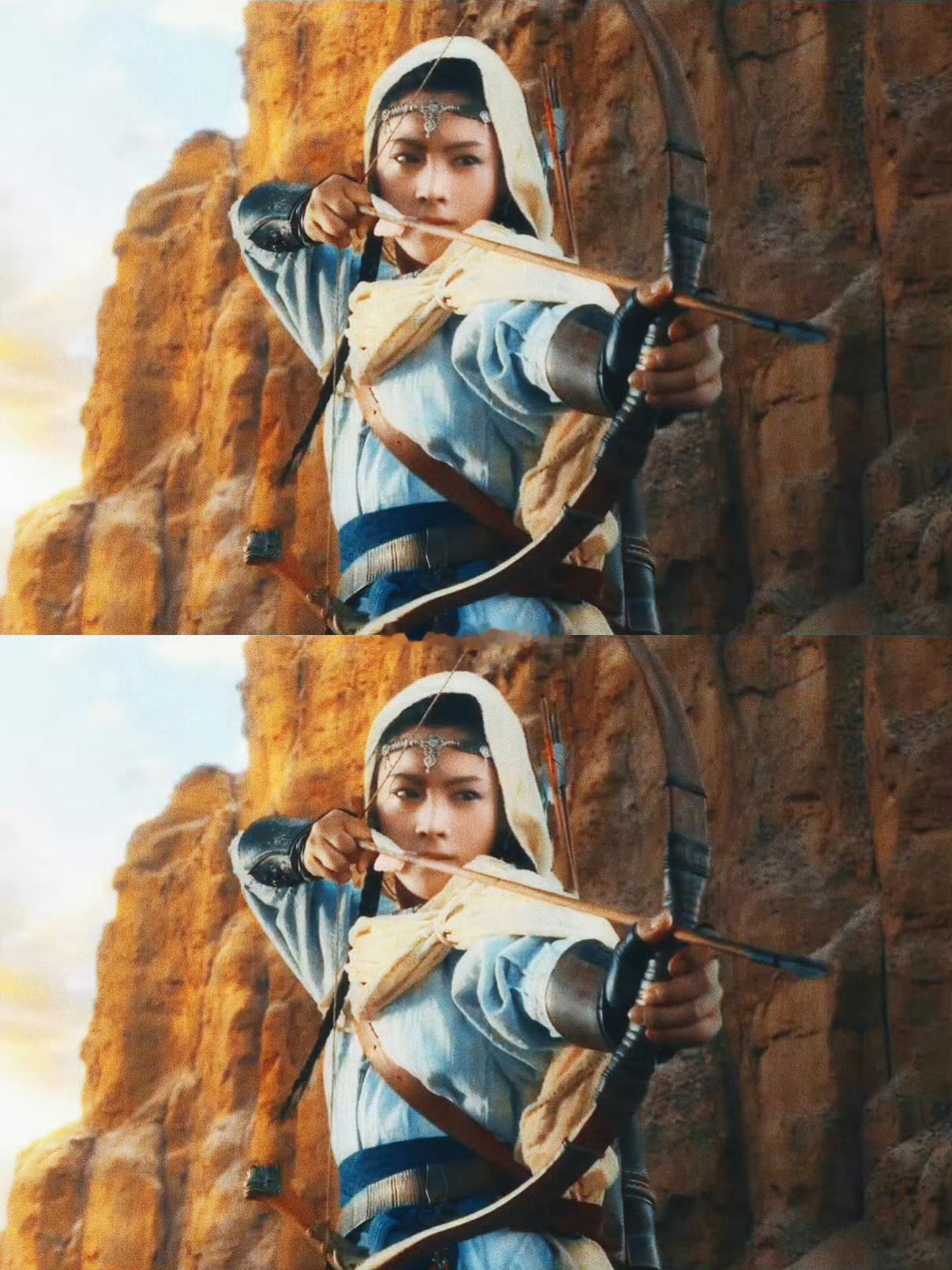 镖人陈丽君海报陈丽君这身造型质感拉满，发辫骨饰+皮质战甲超有feel，身姿挺拔