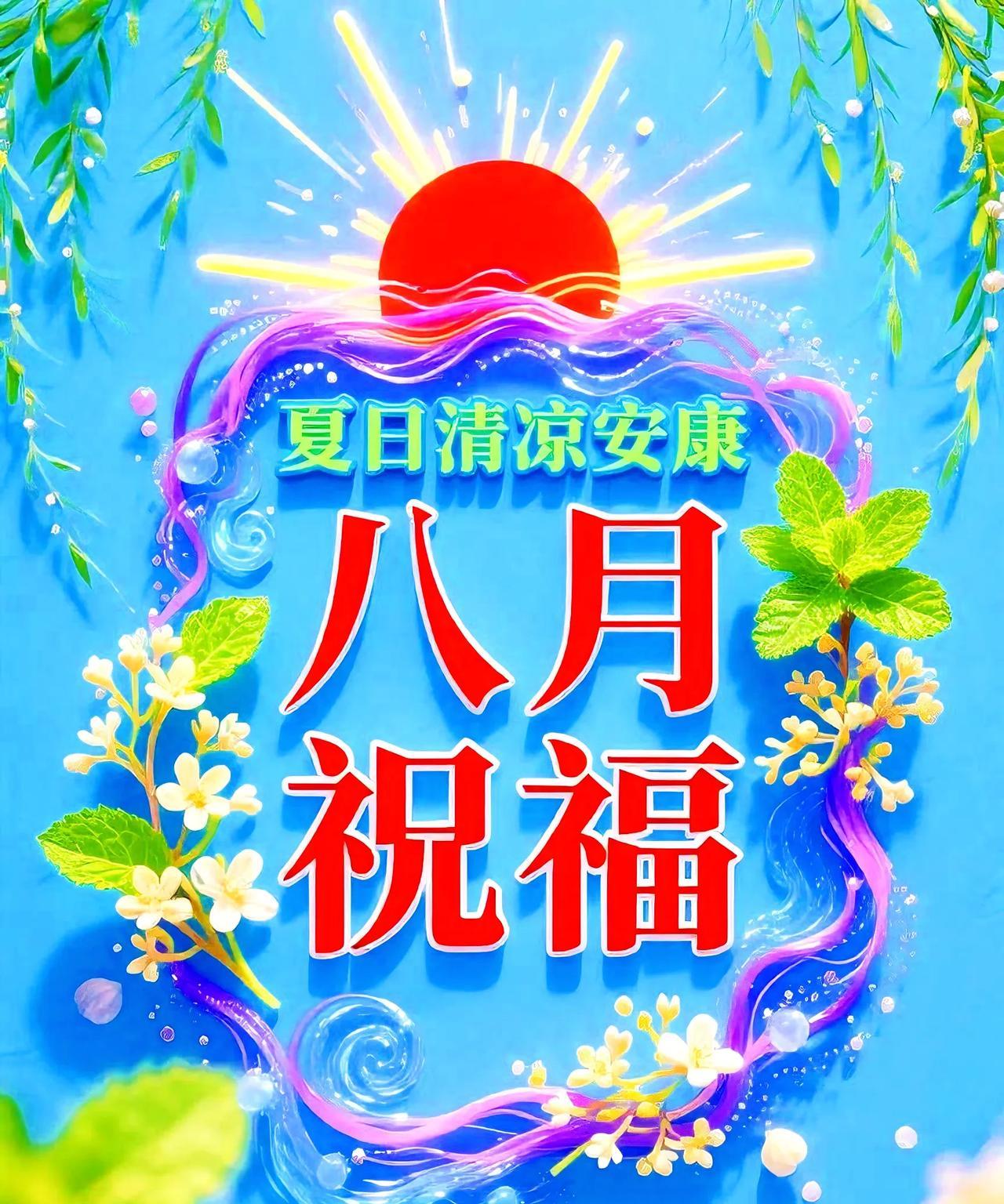 [比心]八月祝福[比心][比心]八月暑气盛，送福意更浓。愿穿堂清风为你拂去燥