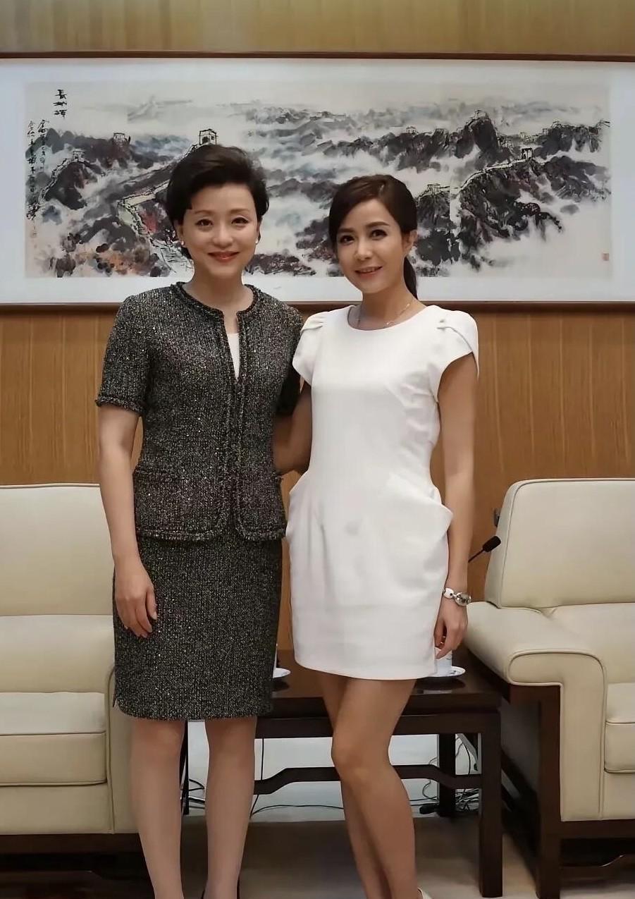 都说杨澜美艳的不可方物，是比董卿都要美的主持人，可这么一看，我觉得右边穿白色连衣