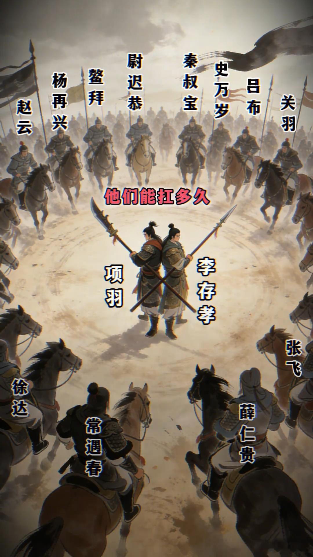 假如项羽+李存孝打其他这些名将能坚持多久or打赢？