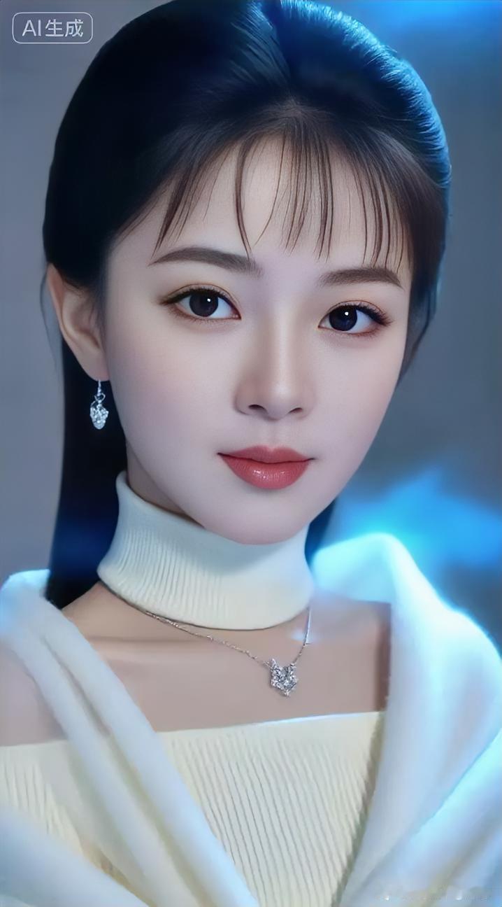 温柔甜美的AI女神，梦幻蓝光下闪耀的优雅！💖✨