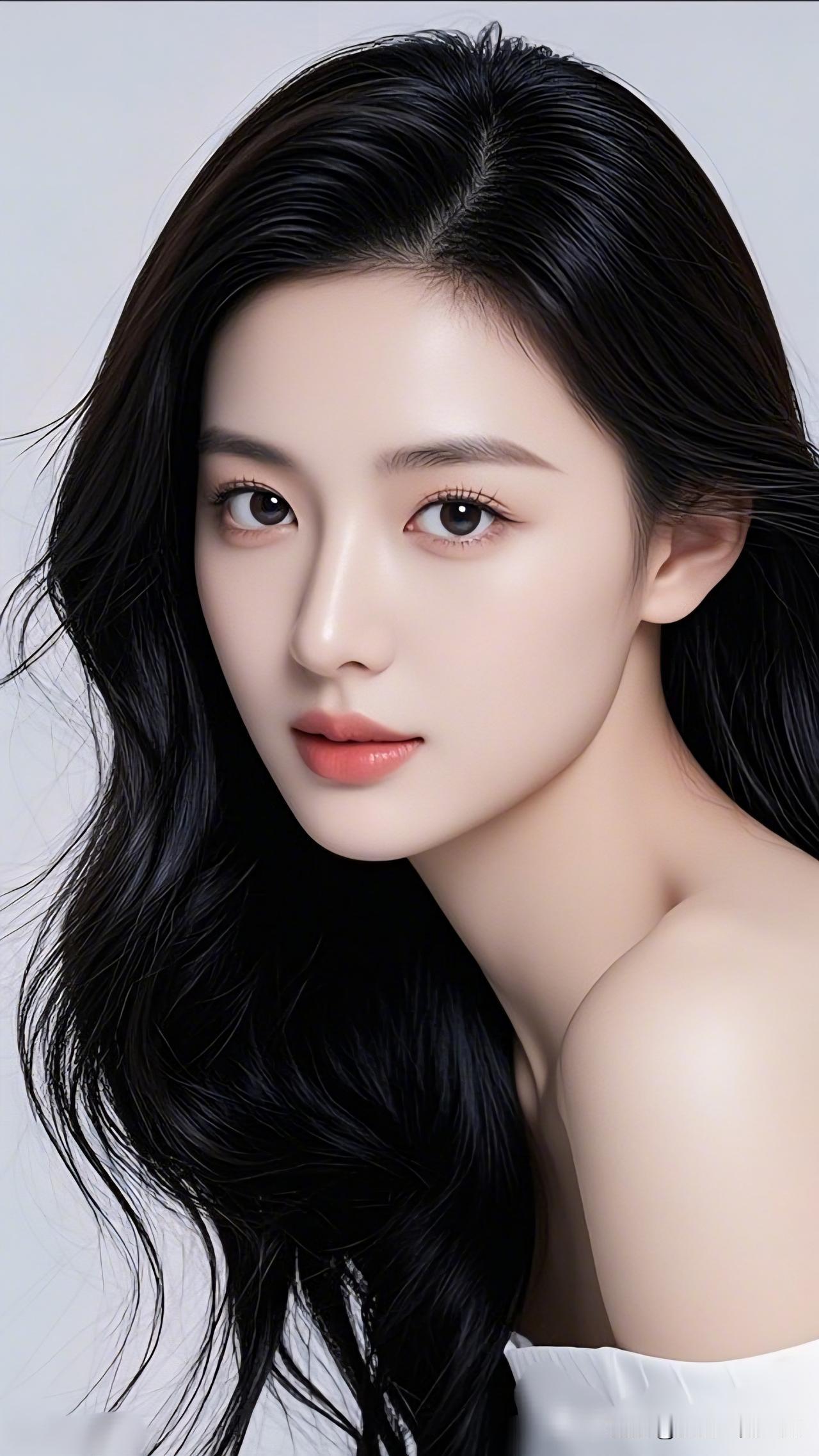 黑发如云，美人如画。贵气的人会有什么气场优雅黑发，温柔眼眸，一抹红唇，尽显东方