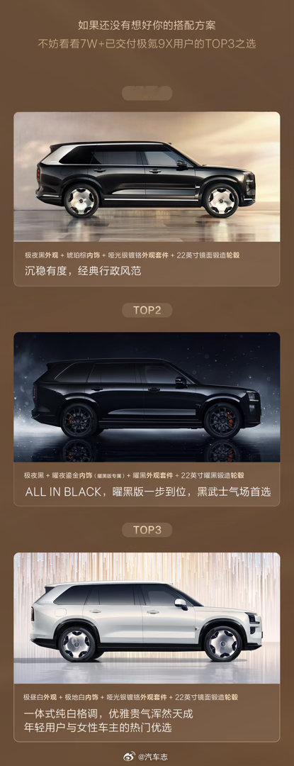 9X选配率最高的三套组合，AllBlack黑武士是最帅的极氪9x