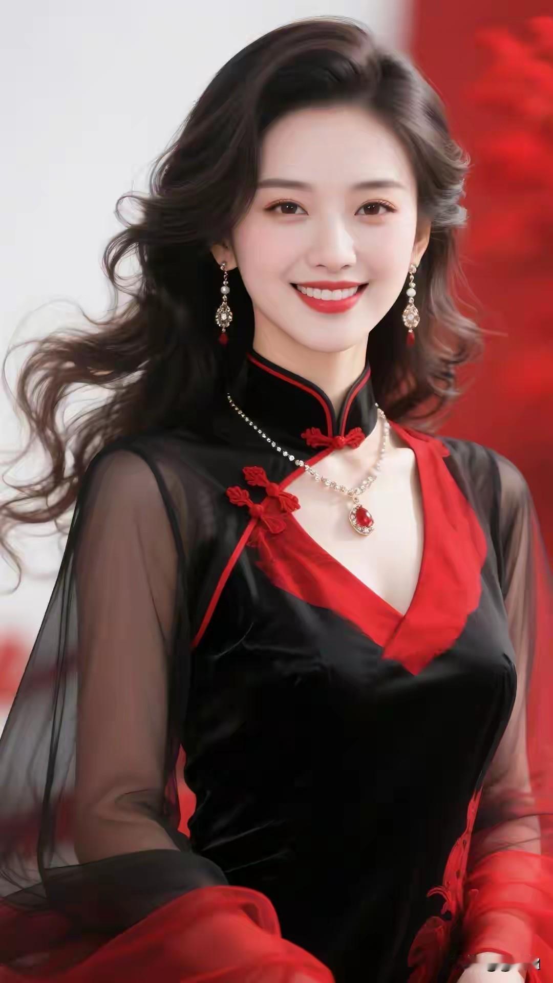 美若天仙，千娇百媚红韵佳人，一眼惊艳红黑碰撞，东方韵味温婉灵动，红袖翩跹，
