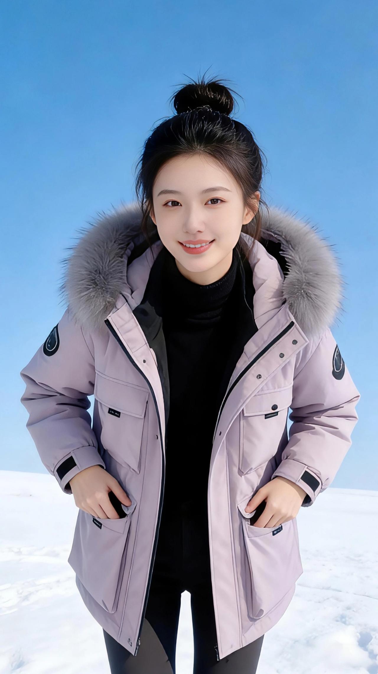 雪色里的温柔序章冬日的雪场像被揉碎的云朵，铺展在天地间，澄澈的蓝空下，浅芋