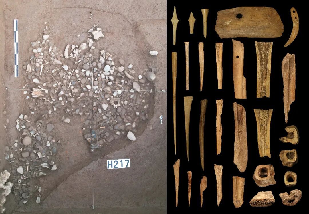 2025全国十大考古新发现21强入围项目陕西宝鸡魏家崖遗址的骨料坑。发达的制骨