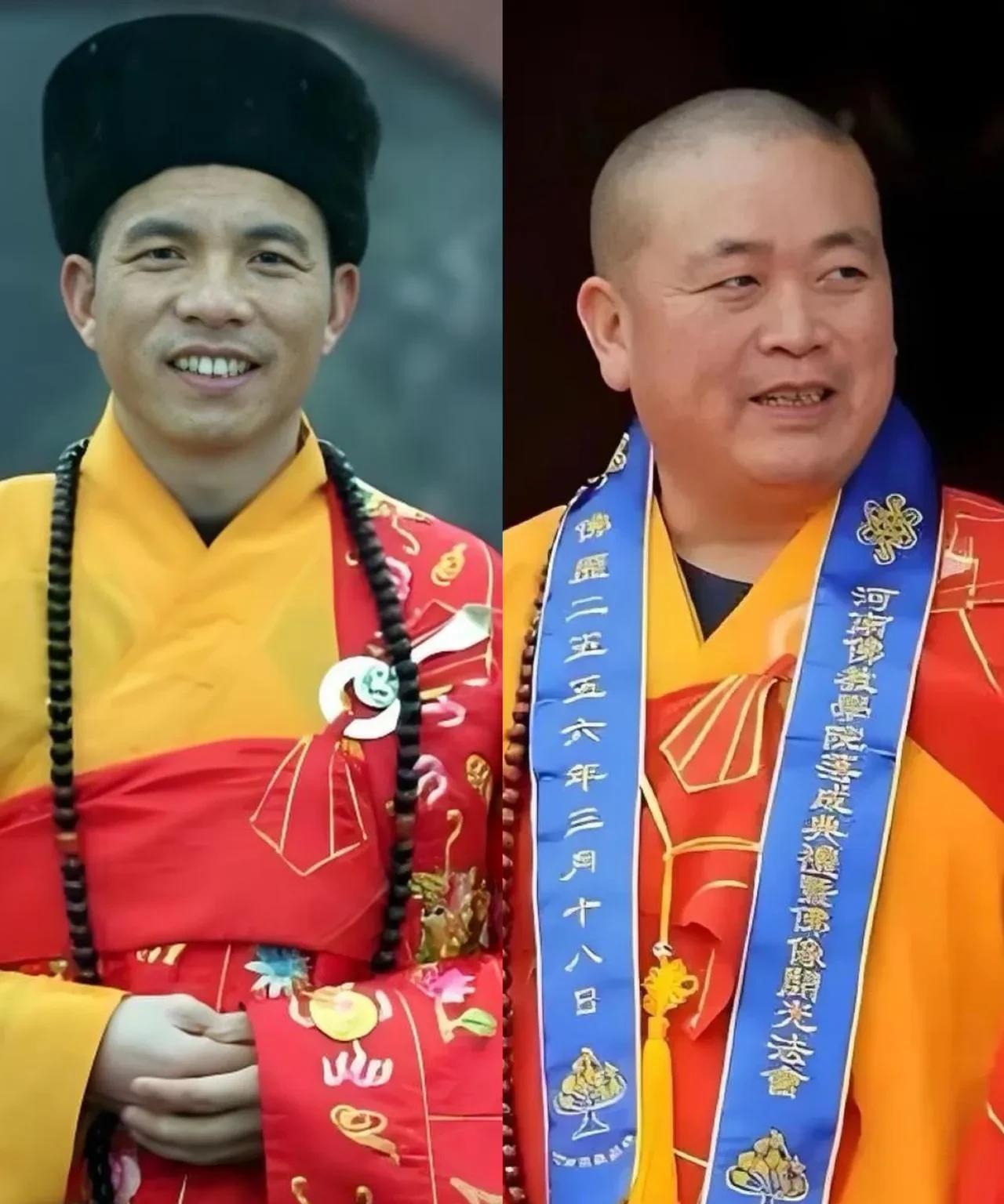 少林寺新老方丈的面相，也揭示了白马寺和少林寺的现状。左边是白马寺方丈印乐法师，现