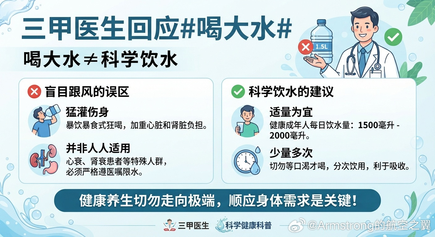三甲医生回应喝大水最近火上热搜的“喝大水”你跟风了吗？放下奶茶、换成1.5L大
