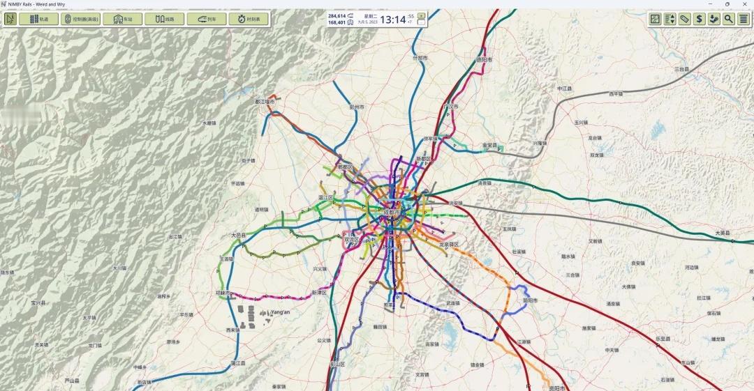 成都轨道交通（架空幻想版）之前无聊在游戏里复刻成都地铁，部分线路因为多种原因留