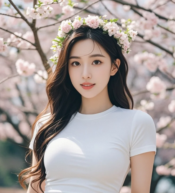 樱花摇曳的午后，佳人轻嗅花香，开启一场治愈的春日冥想
