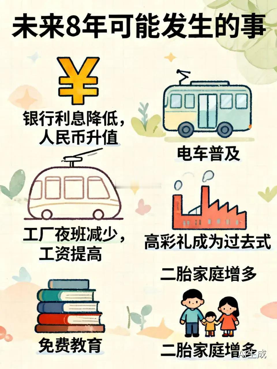 未来8年，将可能会发生的事1.银行的利息会越来越低，但是人民币会变的越来越值钱2