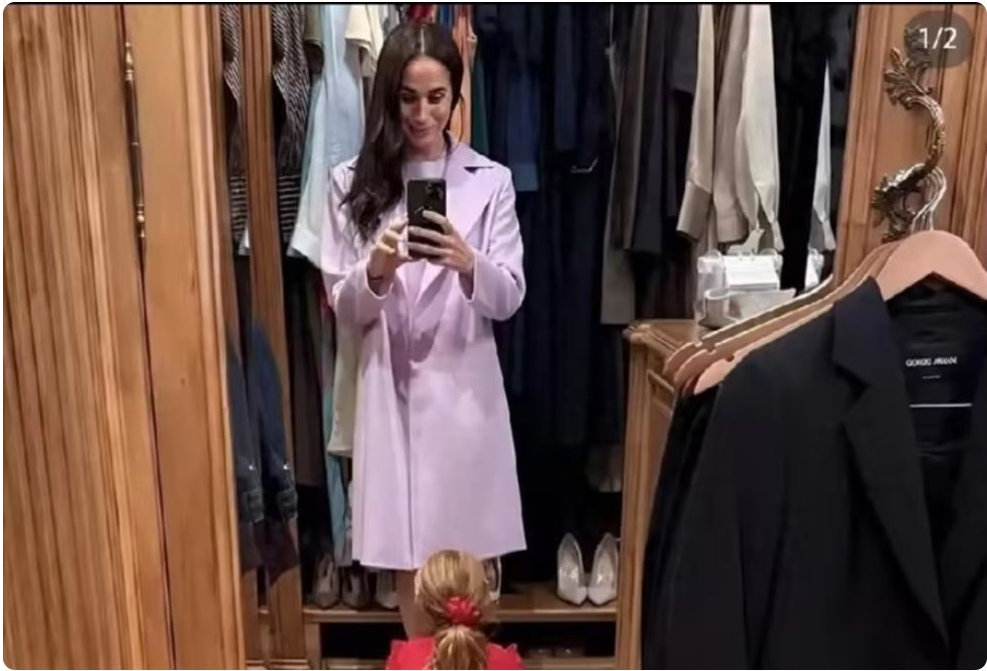 梅根赴欧前晒女儿新照，红裙莉莉贝特好暖心充当妈妈的小能手