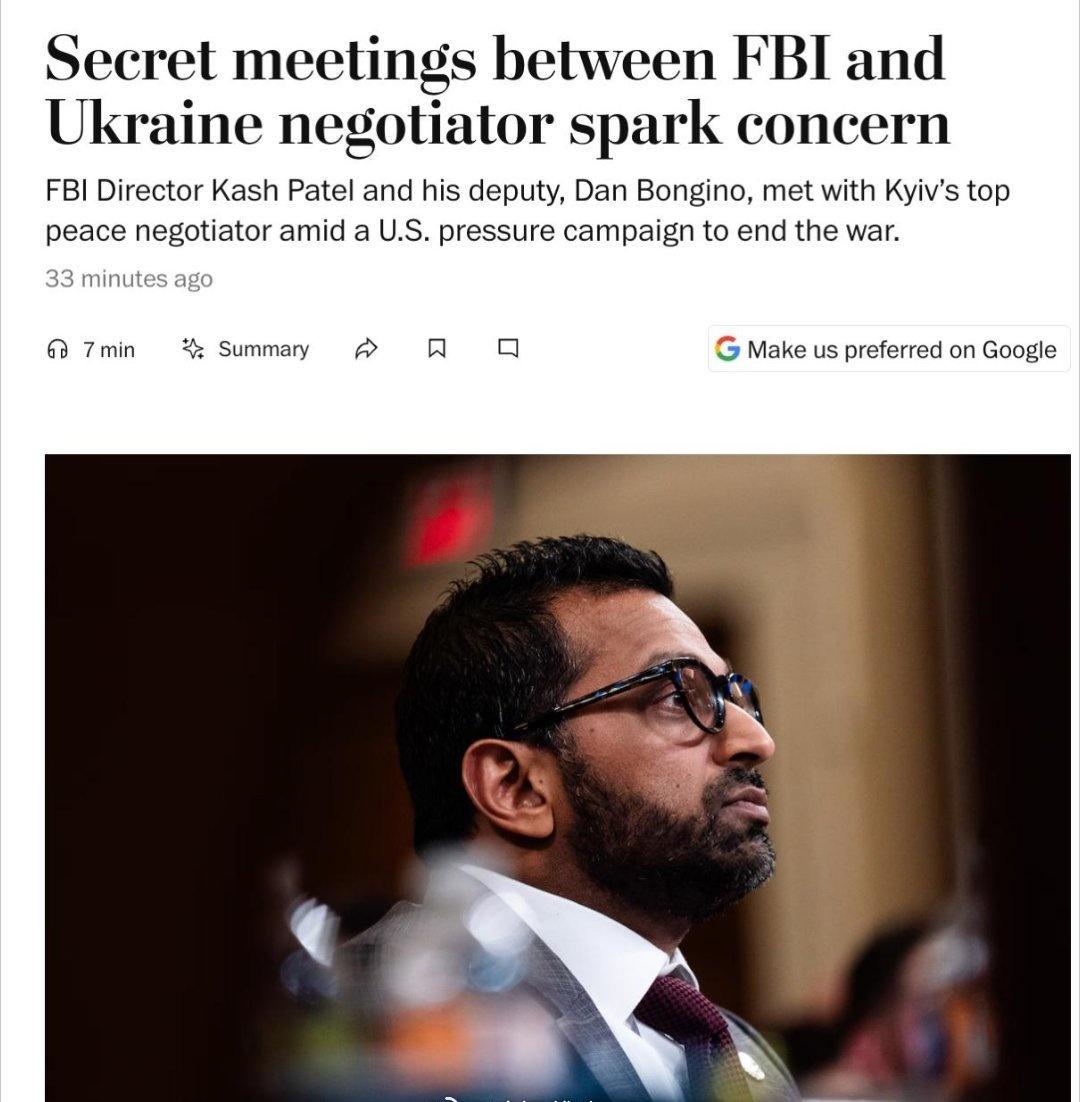 乌克兰谈判小组负责人乌梅罗夫在美国秘密会见了美国联邦调查局（FBI）局长，这在欧