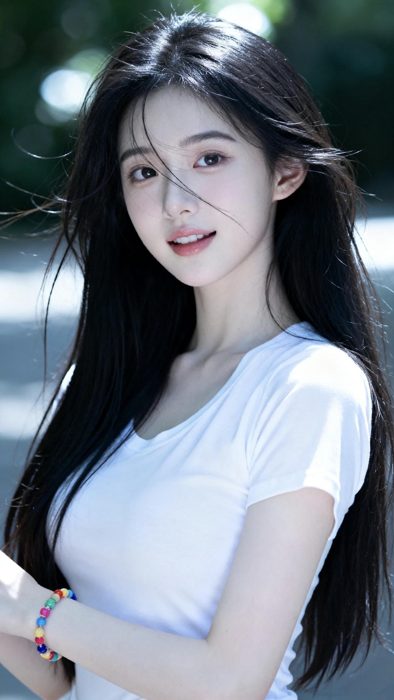 美女的美丽体现在何处呢？清新自然，笑容像阳光般灿烂