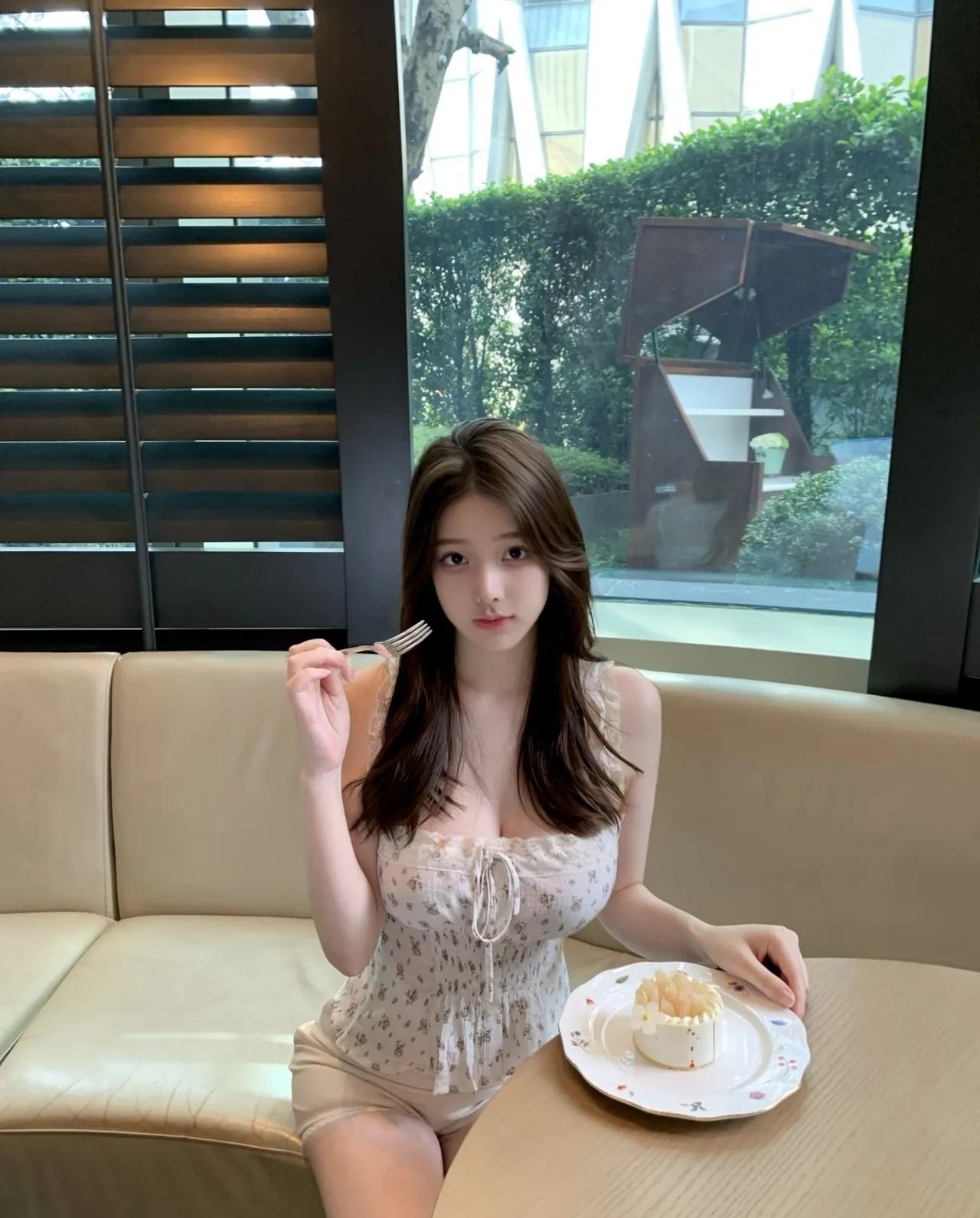 假装在度假的一天！套了件透透的小开衫，坐在绿植包围的茶室里，暖茶的香气裹着风飘