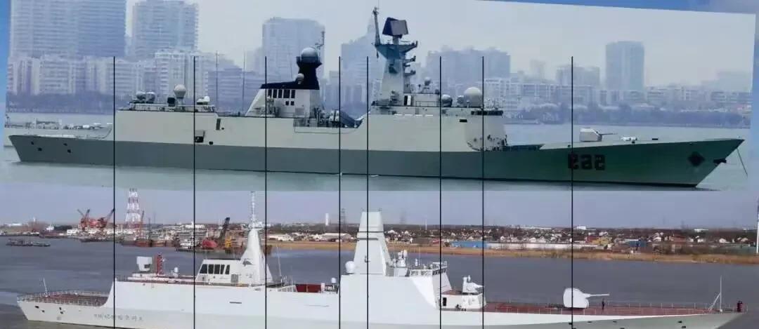 这是中国海军054A型护卫舰和054B型护卫舰的同角度分析图。一开始我和很多人的